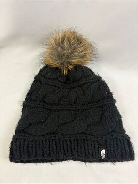 The North Face Beanie Hat Black Knot Pom Womens One Size